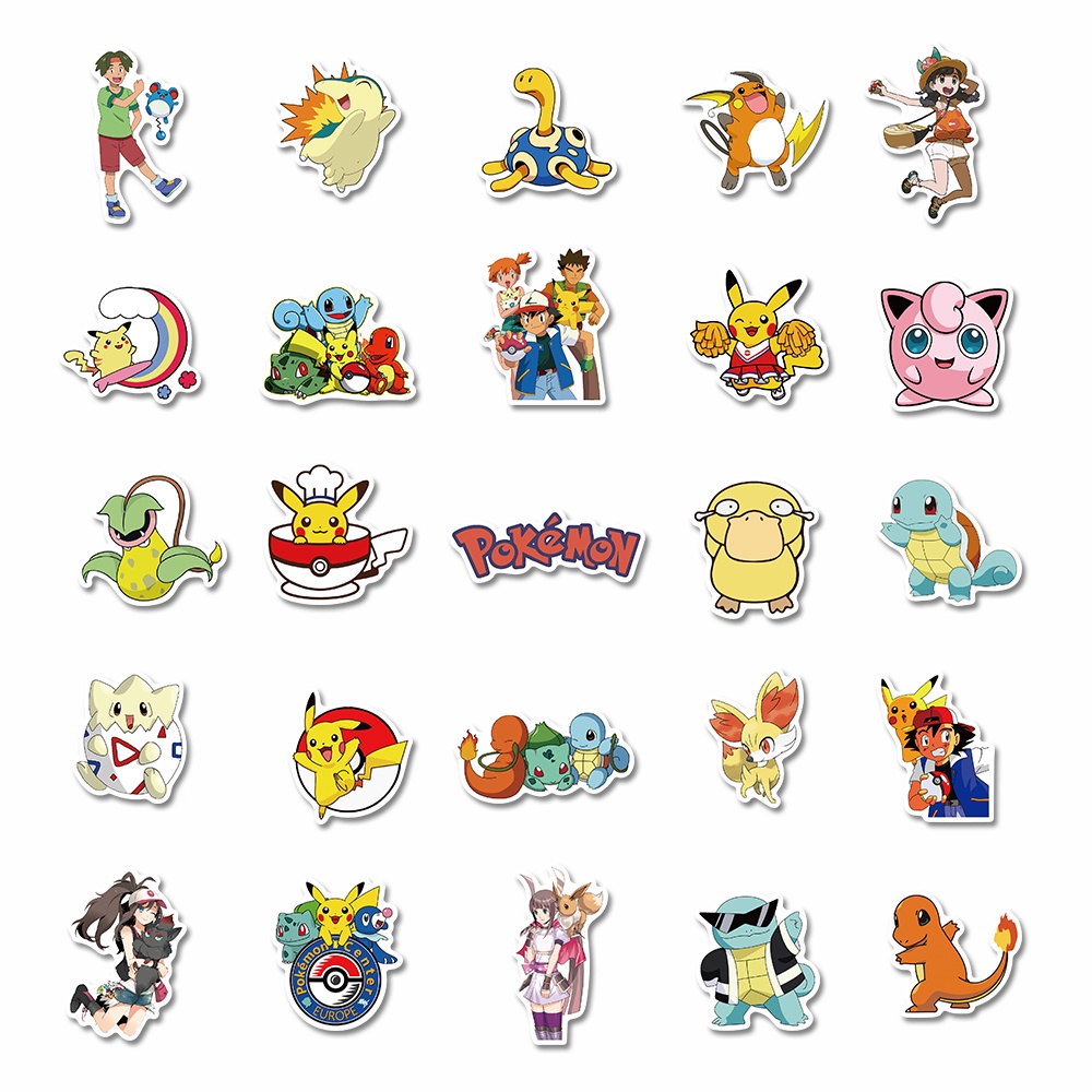 50pcs Stiker Graffiti Kartun Anime Pokemon Lucu Anti Air Untuk Dekorasi Laptop