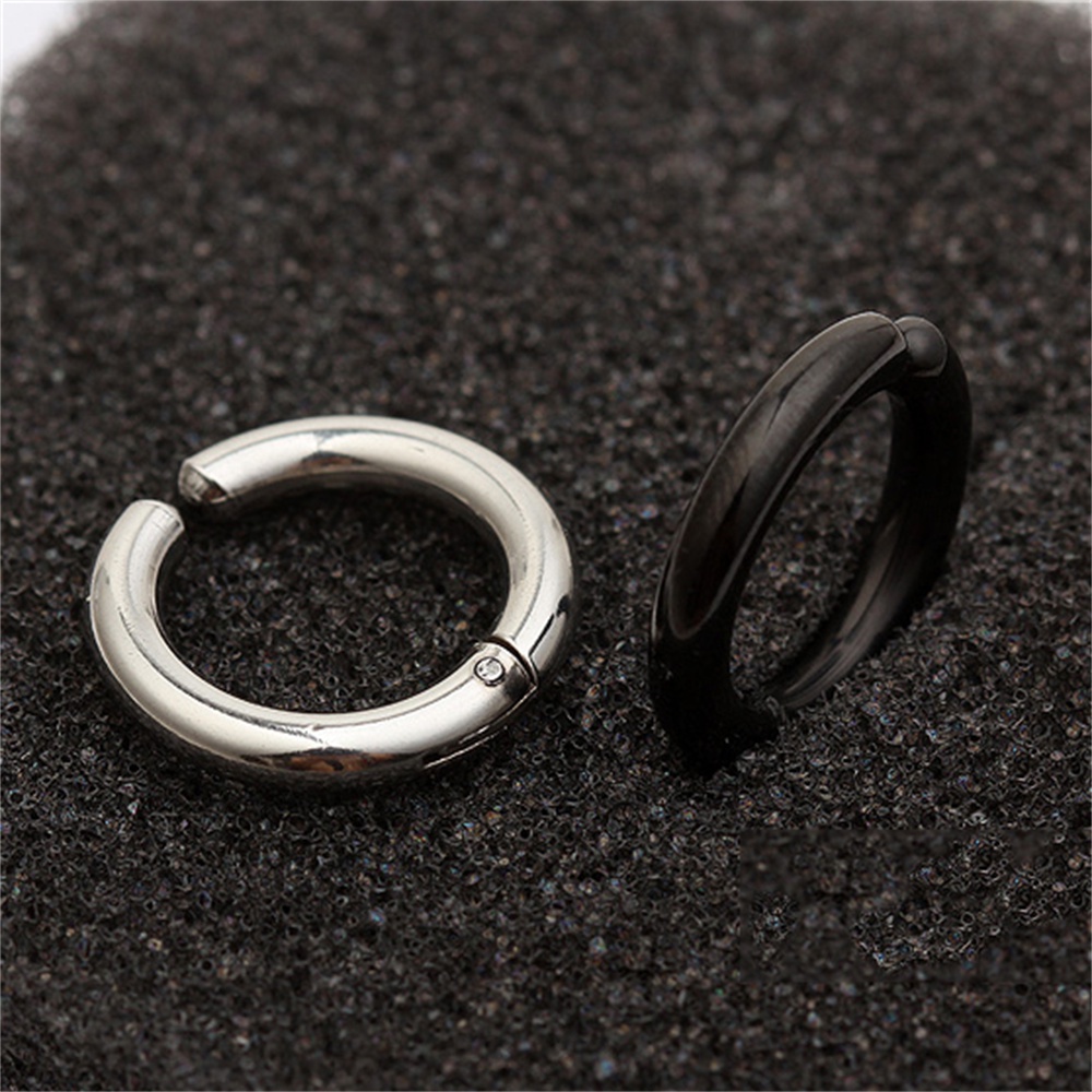 【COD Tangding】10/12/14mm Men Women Ear Piercing Black Hoop Round Ear Clip Jewelry Accessories