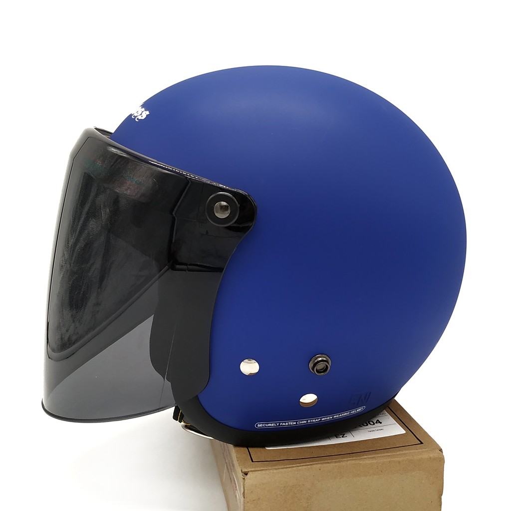 Helm Cargloss Retro Police Blue Doff - Kaca Snail Smoke