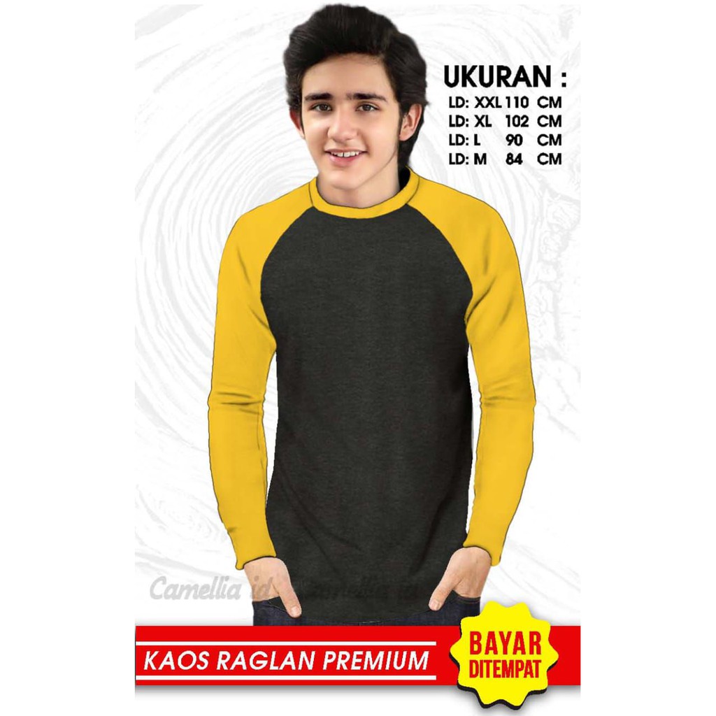 Kaos Raglan (POLOS)/Kaos Pria Lengan Panjang/ Kaos Pria/ Kaos Cowok/ Kaos Oblong/Misty