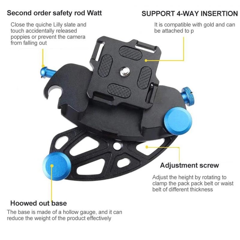 Klip Sabuk Pinggang Bahan Logam Tahan Lama Untuk Kamera SLR Gopro 10 9