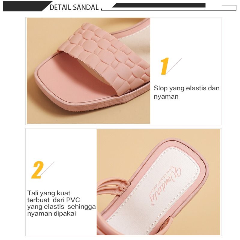 713-2 [WONDERLY] Sandal Wedges Jelly Wanita | Sendal Selop Karet | Sepatu Tali Kepang | Sepatu Tali Rajut | Sandal Kondangan | Sandal Wedges Kondangan