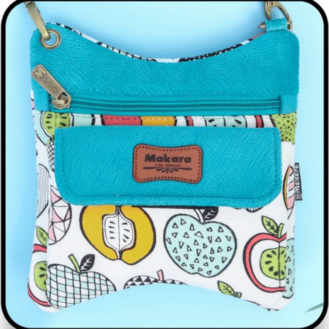 Makara Etnik MDP Daily Pocket Apple Blue Tas Selempang Wanita Multifungsi
