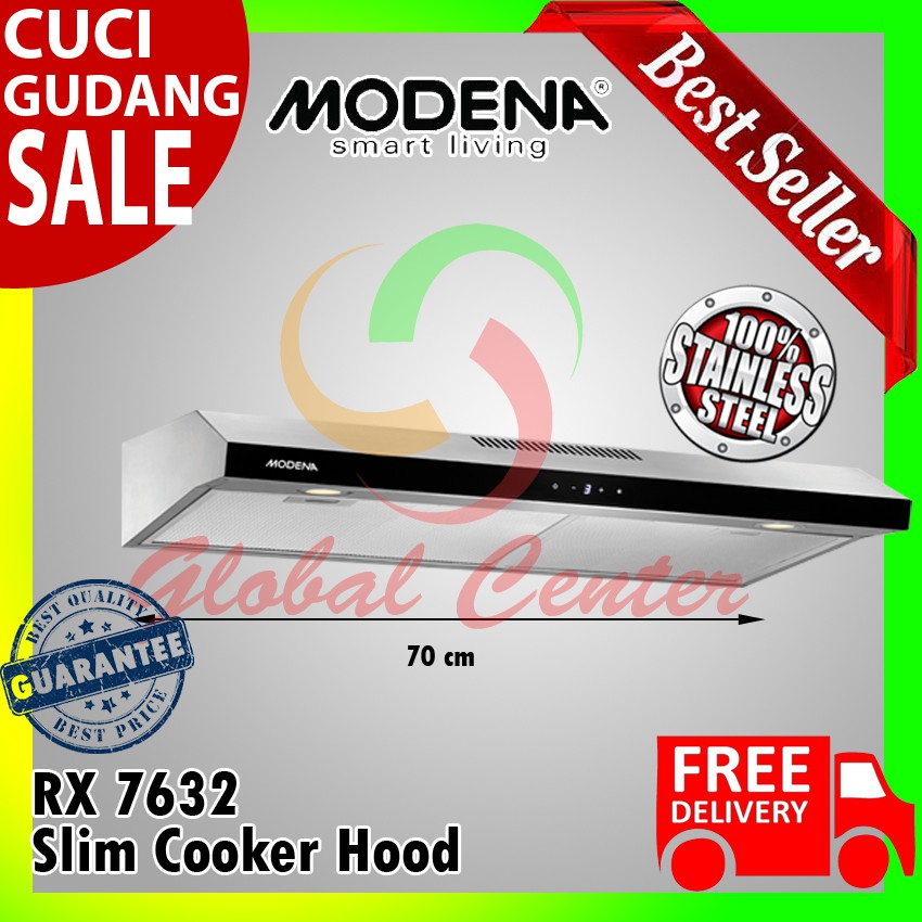 Cooker Hood Modena Rx 7632 Stainless Slim Hood Modena 70 Cm FREE JABODETABEK
