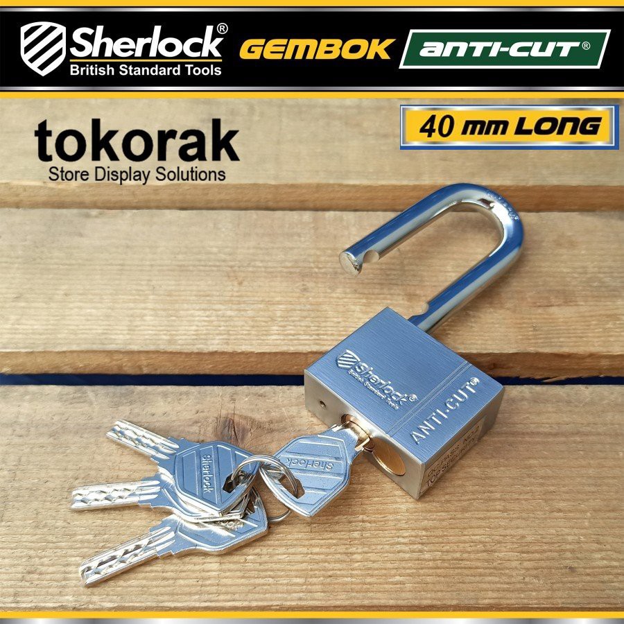 GEMBOK RUMAH - TOKO - PAGAR SHERLOCK ANTI CUT 40 MM PANJANG COMP KEY