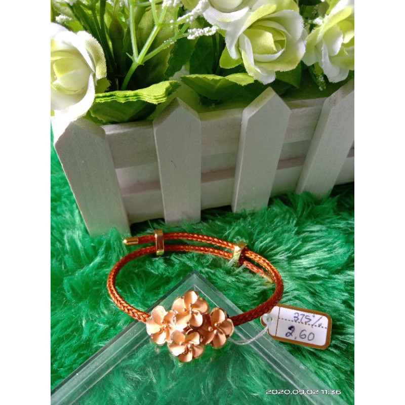 gelang tali emas mawar tumpuk 375%