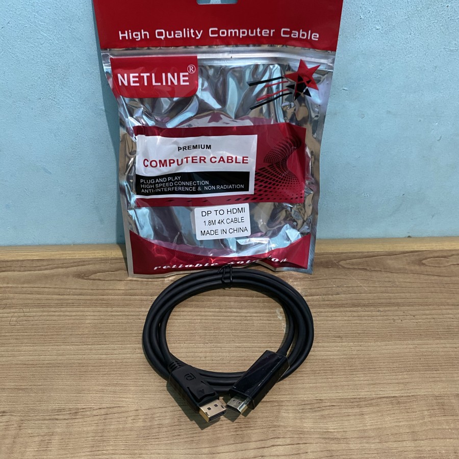 Kabel Display Port To HDMI 1.8M - Displayport To HDMI 4K 1.8M Netline