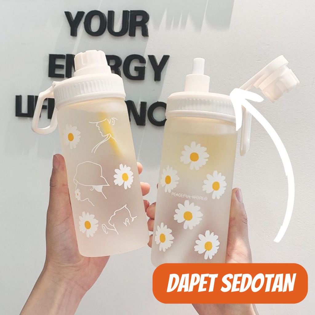 [JINGO] Botol Minum Daisy Korea 600ml BPA Free Botol Minum Anak Sedotan Anti Tumpah Viral Aesthetic