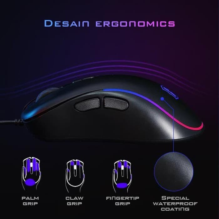 NA - Mouse Gaming GAMEN Wired RGB Effect Optical Mouse 2400 DPI M1000