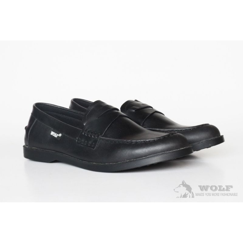 (COD) SEPATU FORMAL SLIP ON KULIT ASLI WOLF COTON ORIGINAL