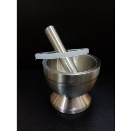 Mortar Pestle Garlic Press /Cobekan Stainless Steel Plus Tutup/Lumpang Ulekan Tumbuk Murah