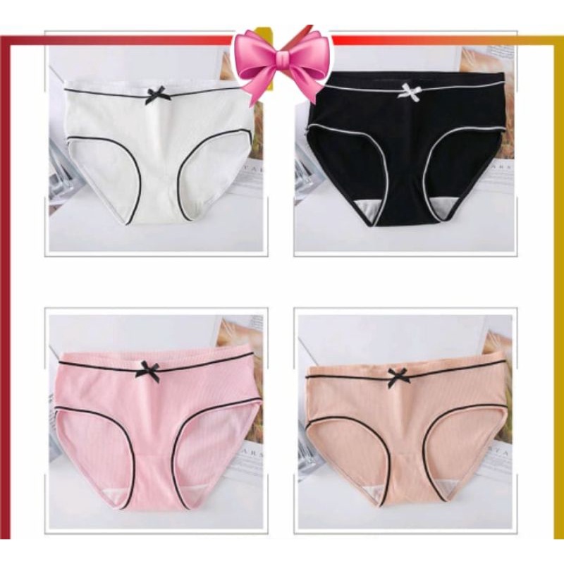 (M-XXL)Celana Dalam Wanita Polos List Pita CD Cewek Import / Underwear Wanita / Sempak Wanita Sexy