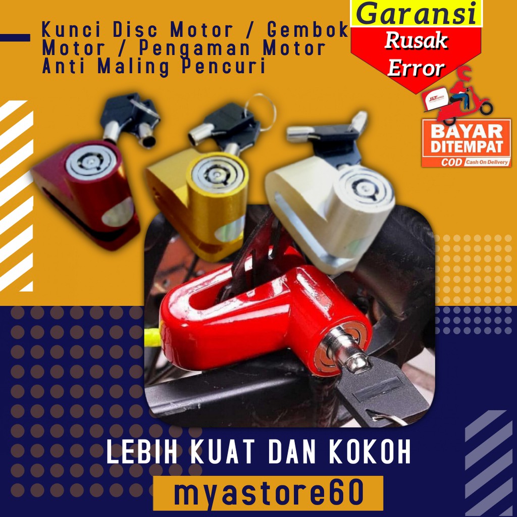 Kunci Disc Motor Disk Brake Piringan Rem Cakram Gembok Motor Pengaman Motor Anti Maling Pencuri Kuat