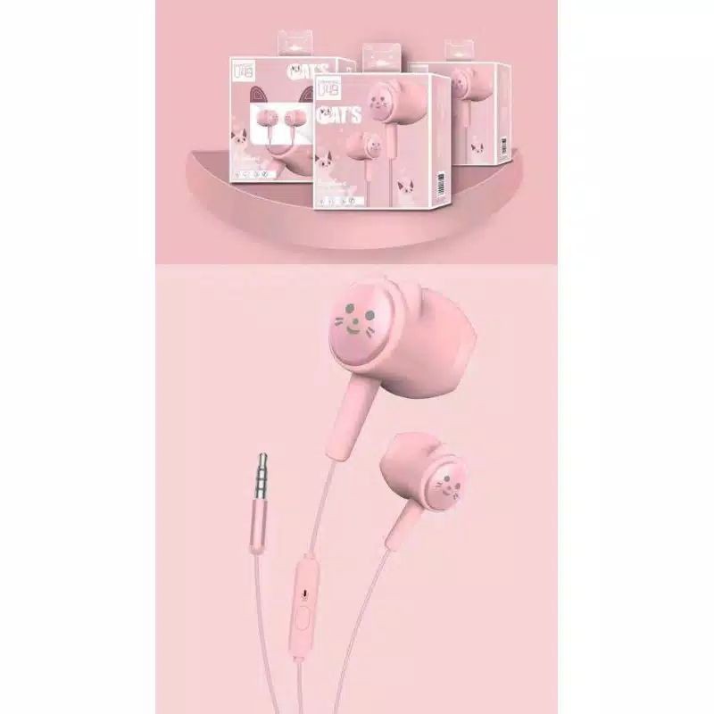 Headset/handsfree/hf super bass U49 macaron cat