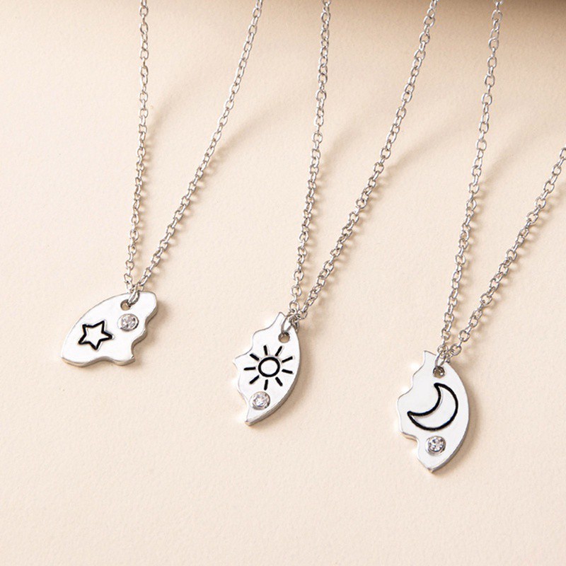 Popular Best Friends BFF Necklace Jewelry 4 PCS/Set Stitching Square Puzzle Alloy Pendant Best Friends Girlfriends Necklaces|Pendant Necklaces