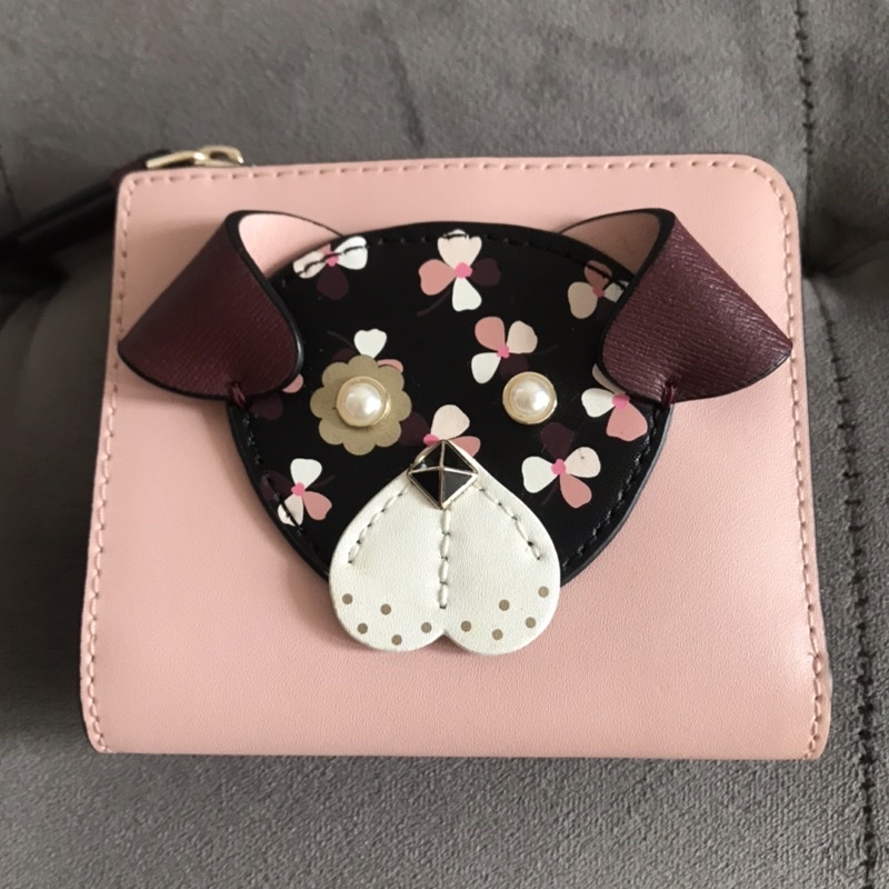 Kate spade floral pup small lzip wallet