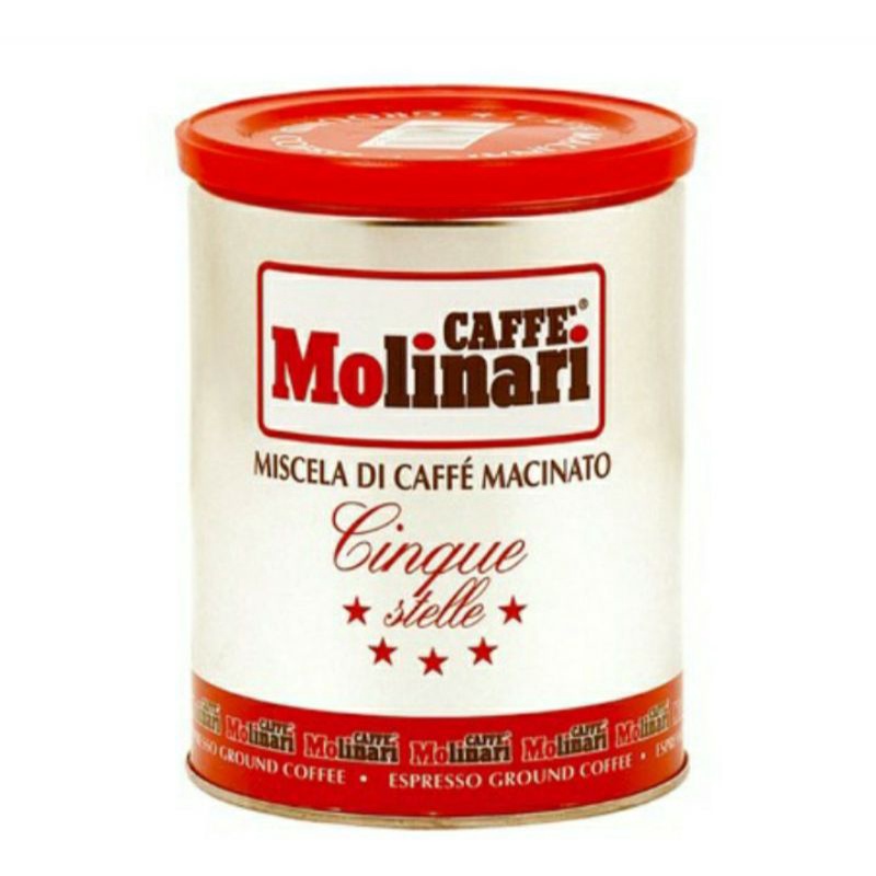

Espresso coffee/kopi Ground & Bean caffe molinari cinque steele 250 Gr