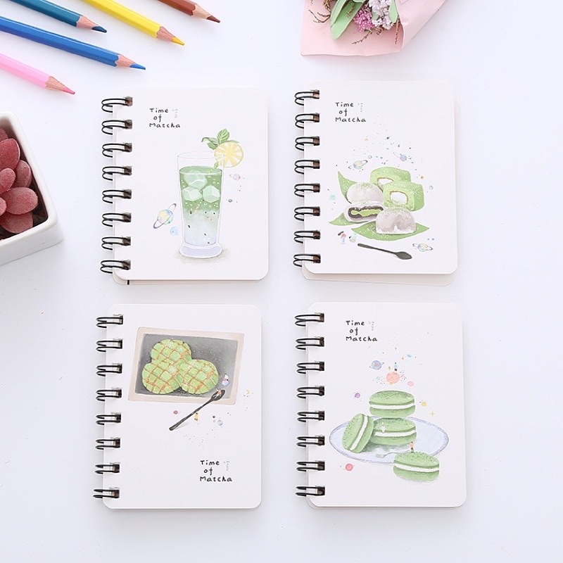 1 pcs Buku / Notebook Mini Ring A7 Motif-Matcha