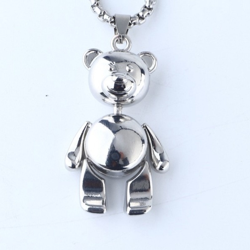 Trendy Hip Hop European and American Street Bear Pendant Soil Cool Jumping Di Accessories Necklace  210818