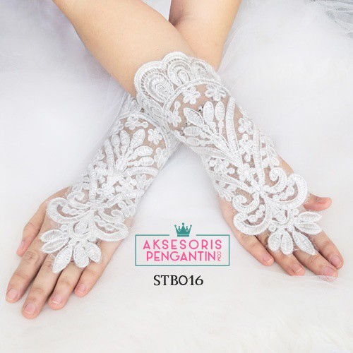 [STOK TERBATAS] AKSESORIS WANITA WEDDING GLOVES BROKAT SARUNG TANGAN LACE STB016