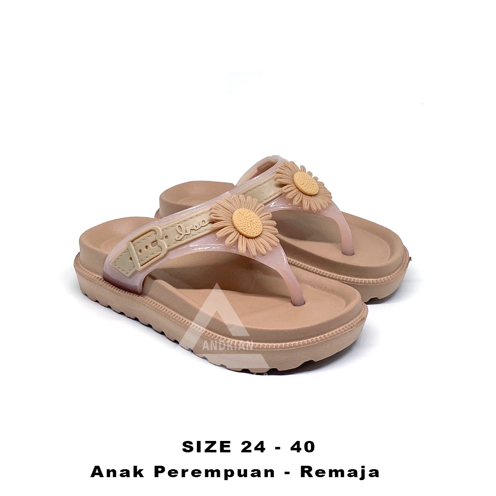 Sandal anak perempuan model irsoe jepit / motif bunga matahari