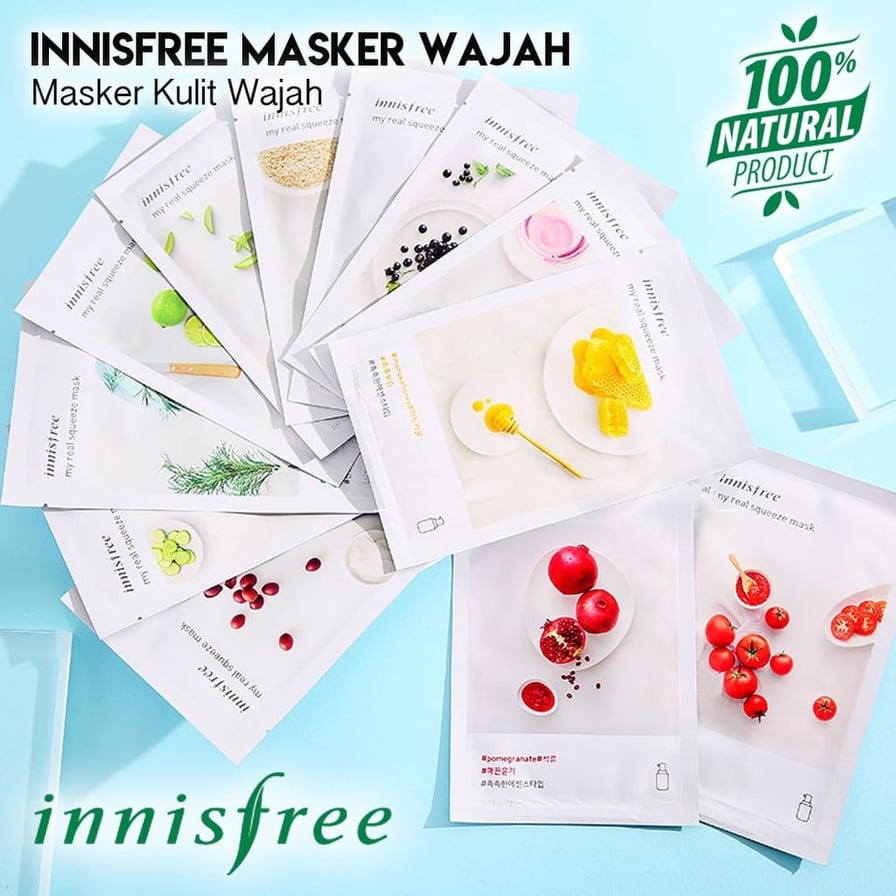 [KEMASAN BARU] INNISFREE MY REAL SQUEEZE SHEET MASK 23ml / MASKER WAJAH TOPENG INISFREE 23 ml NEW