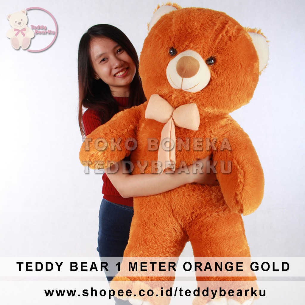 BONEKA TEDDY BEAR JUMBO UKURAN 1 METER WARNA COKLAT GOLD KHAS BANDUNG