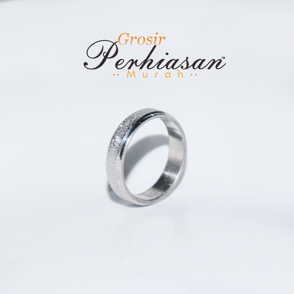 TERLARIS Cincin Titanium Cn5 Pasir Silver (BISA COD)