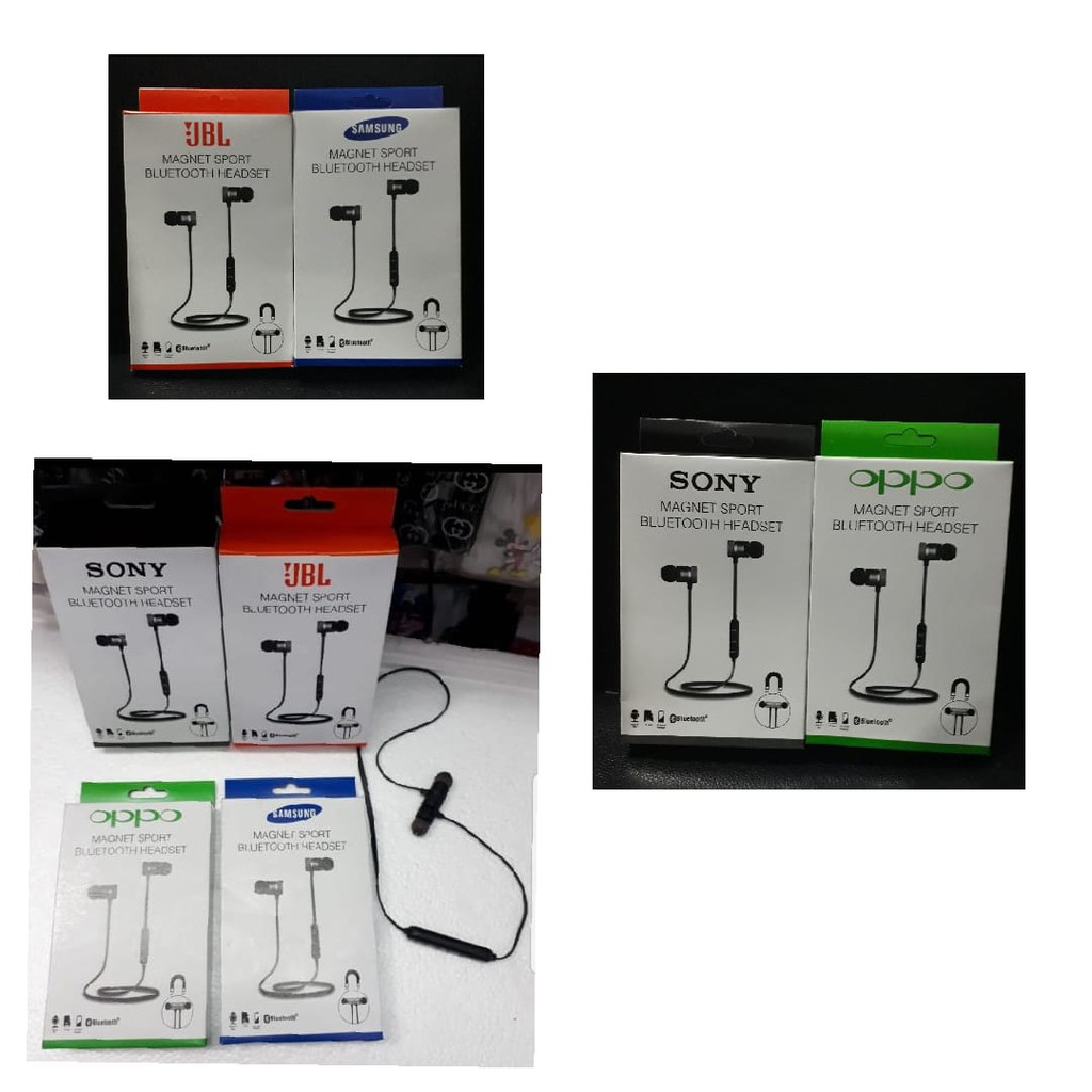 headset bluetooth branded magnetic (TIDAK ADA KABEL CHARGER)