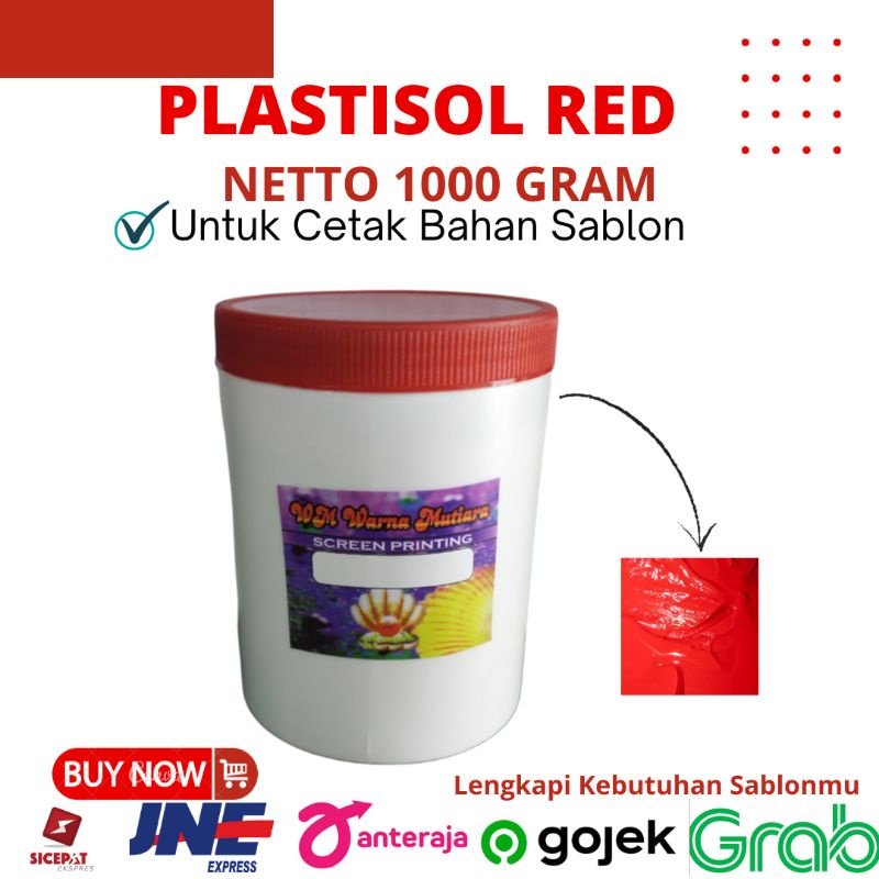 

Tinta Sablon Plastisol Merah/Red Untuk Cetak Bahan 1Kg
