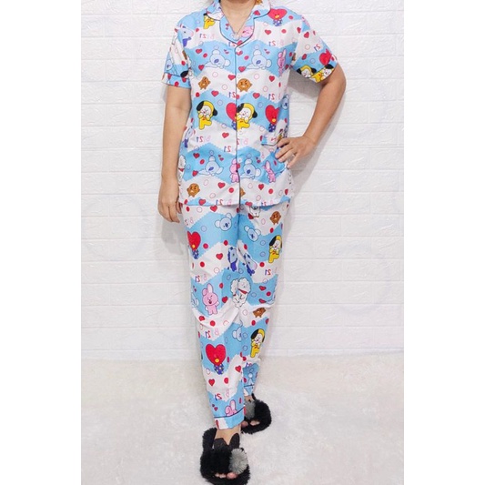 Baju Tidur Piyama Wanita Motif BT 21 Pajamas Katun  / Baju Tidur setelan Wanita Katun CP JUmbo Terbaru Bigsize Kekiniaan