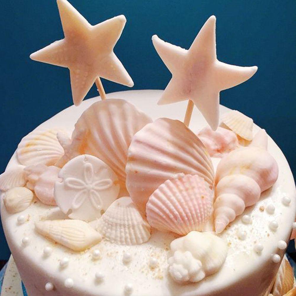 Chookyy Cetakan Silikon Bintang Laut Gumpaste Sugarcraft Mutiara Keong Marine Series Dekorasi Kue