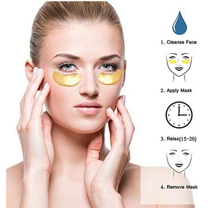 1 PASANG COLLAGEN CRYSTAL EYE BAG MASK GOLD Masker Emas Kantong Mata Panda Anti Aging Wrinkle Eyemask/ Masker Eye / Collagen Eye Mask