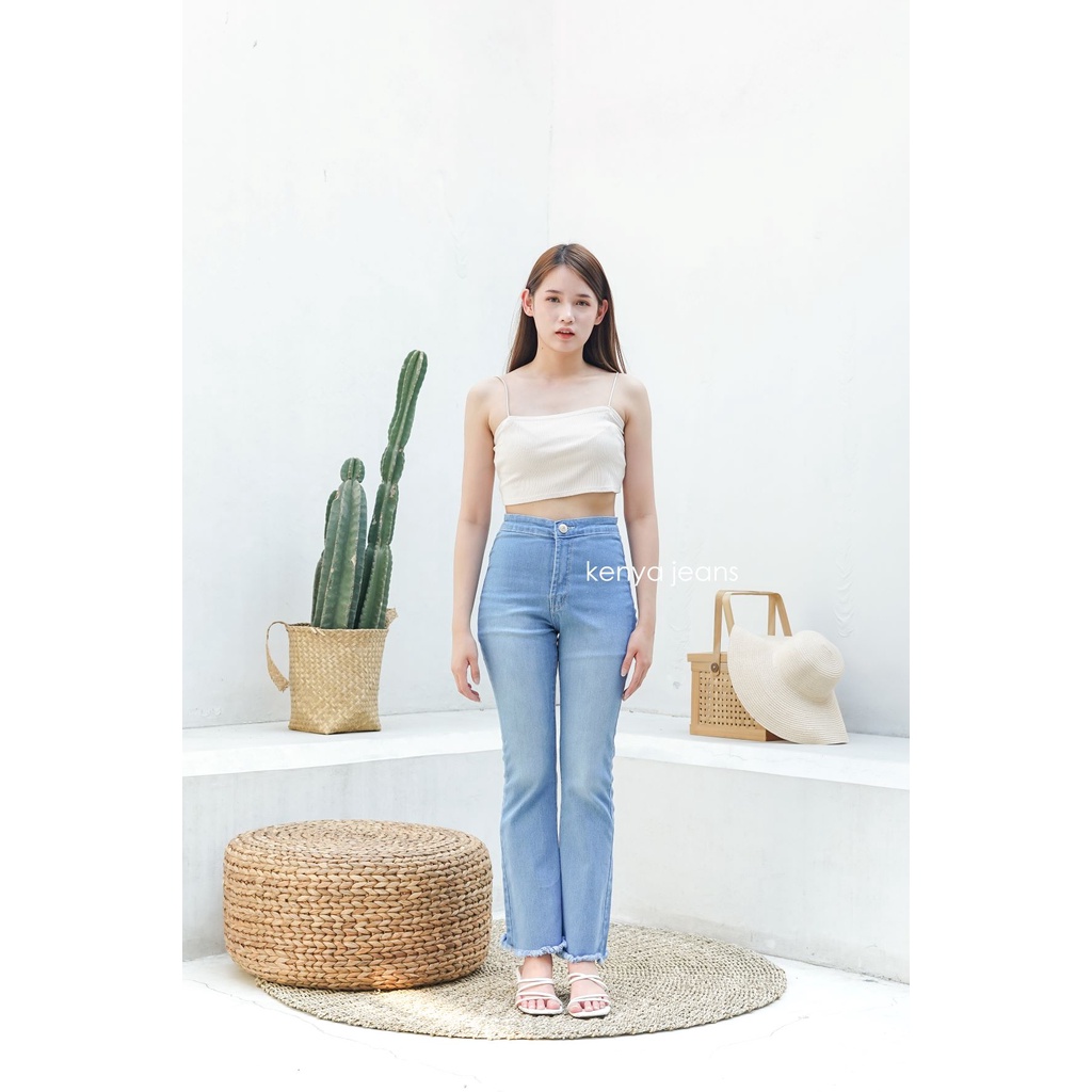 7C-G CELANA JEANS PREMIUM HIGHWAIST CUTBRAY BIRU MUDA /HIGHWAIST BOOTCUT /STREACH JEANS /27 - 34