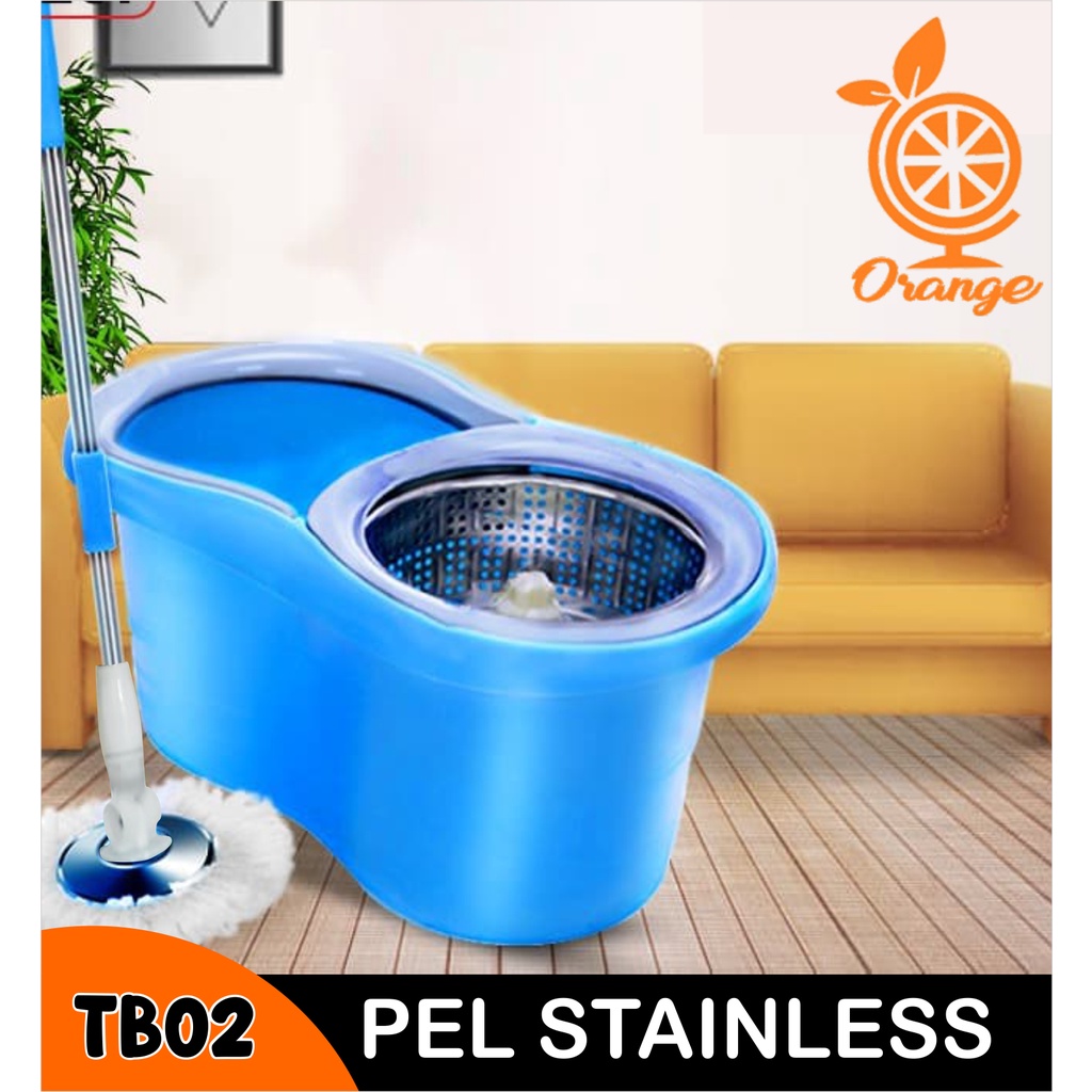 Alat Pel Lantai Ultra Pel putar Serbaguna pel Stainless Alat Pel Lantai MAGIC MOP Rotated / Alat Pel Lantai Otomatis Peras Praktis Derajat Super Mop Stainless ORIGINAL + KAIN PEL dapet 2 Microfiber -Wonderdekorasi