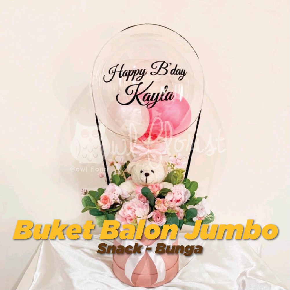 Buket Balon Custom Jumbo Bunga Artificial Surabaya | Ready Buket Balon Wisuda | Kado Ulang Tahun Flo