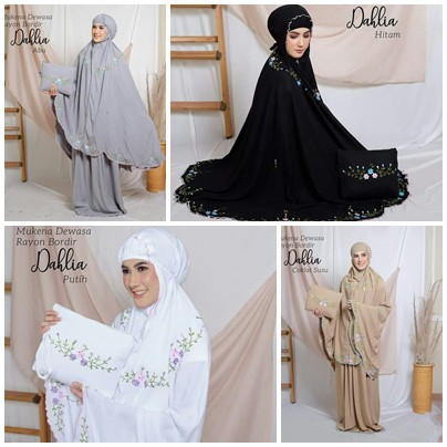 TERLARIS Mukena Bordir DAHLIA ~ Mukena Rayon Cantik Motif Bordir ~ Mukena Dewasa Lembut & Adem