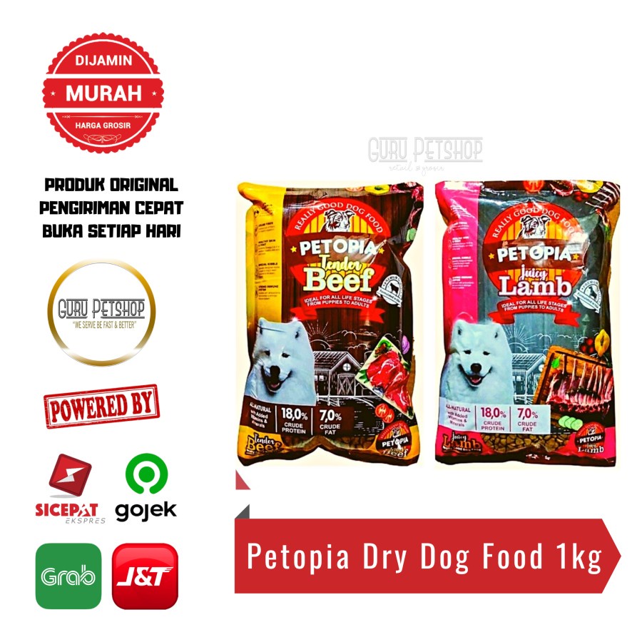 Petopia Dog Food 1kg Makanan Kering Anjing Petopia Dry Beef Lamb 1kg