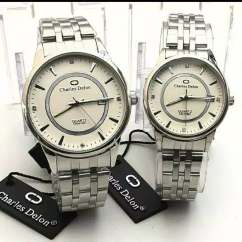 JAM TANGAN COUPLE CHARLES DELON RANTAI WATER RESISTANT