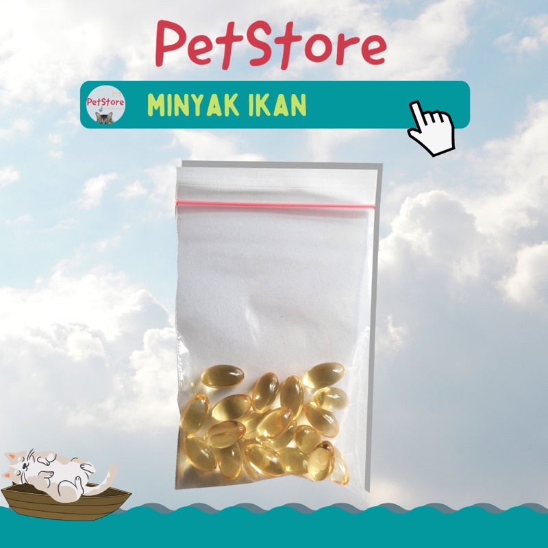 Minyak Ikan Original 20 butir Suplemen Semua Jenis Hewan (Kucing Anjing dll)