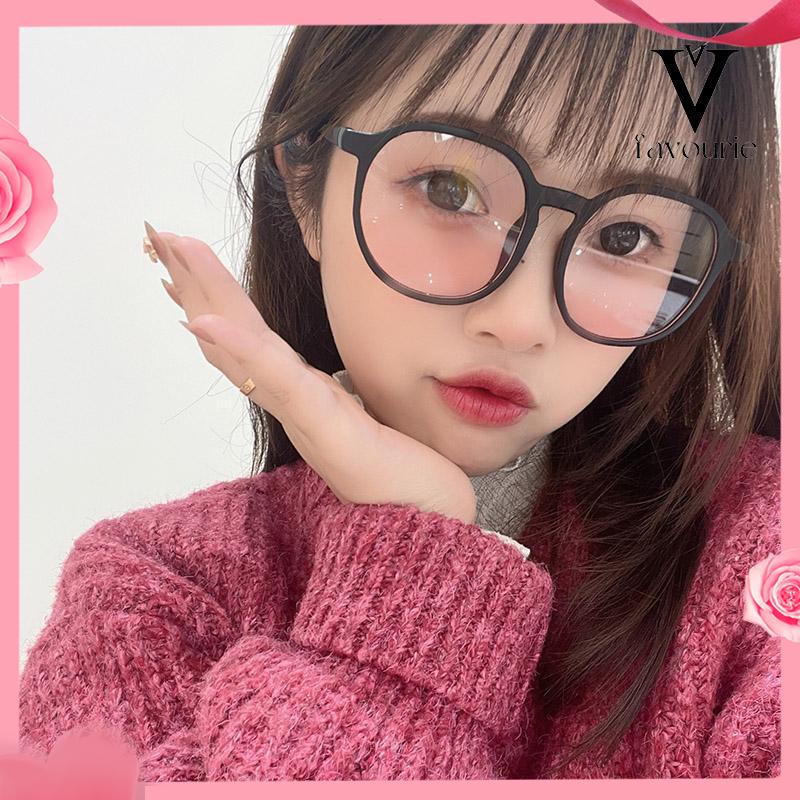 [COD]Gradien Pink Blush Glasses Perempuan Anti-biru Warna Cahaya Mengubah Kacamata Bingkai Besar-FA