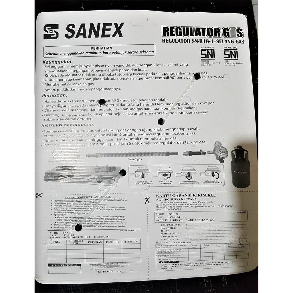 Sanex Selang Gas LPG 1.8M + Regulator Meter SN - R18-1