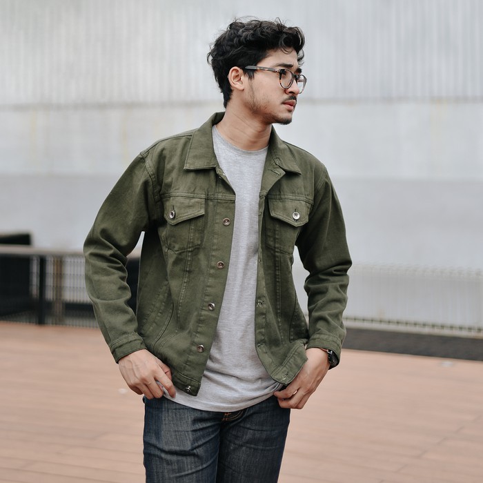 Scape Gear Hamilton Denim Trucker Jacket Jeans Jak FASHION DISTRO COWOK CEWEK GAYA TERBARU ABG J0Z5