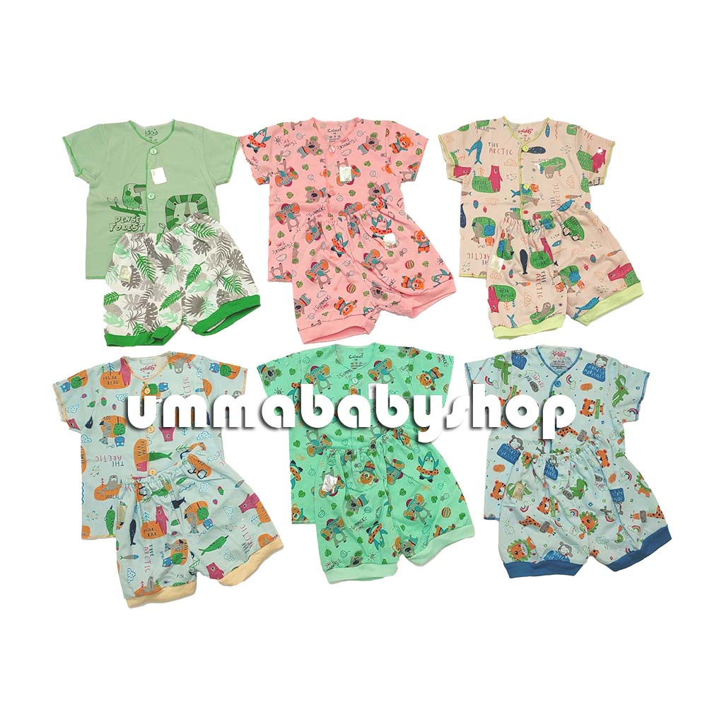 7in1 Setelan Bayi Lengkap Topi Sarung Tangan Kaki SNI Katun Soft Perlengkapan Baju Bayi Gift Set Murah Kado Lahiran Piyama Bayi Celana Tutup Kaki Lengan Pendek Murah Motif Lucu