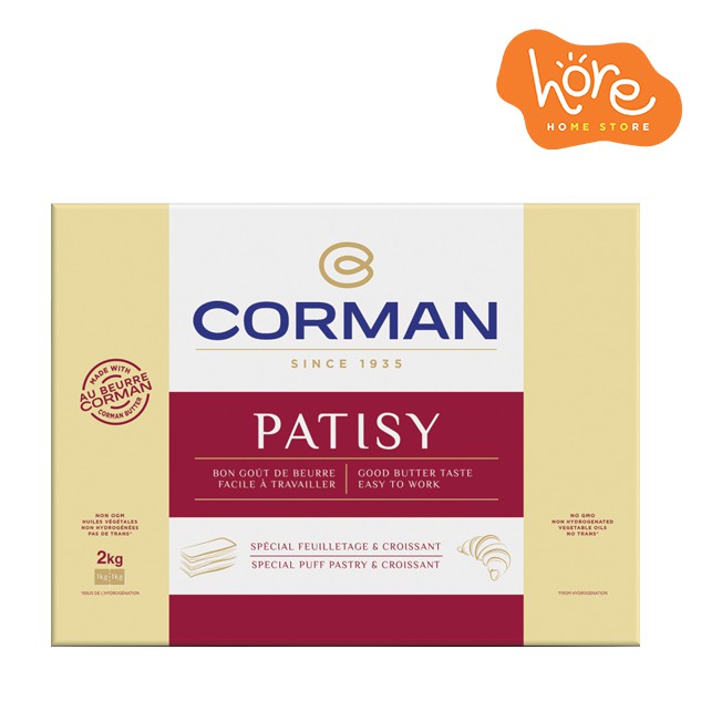 CORMAN PATISY UNSALTED BUTTER SHEET 2 KG (Kemasan Asli)
