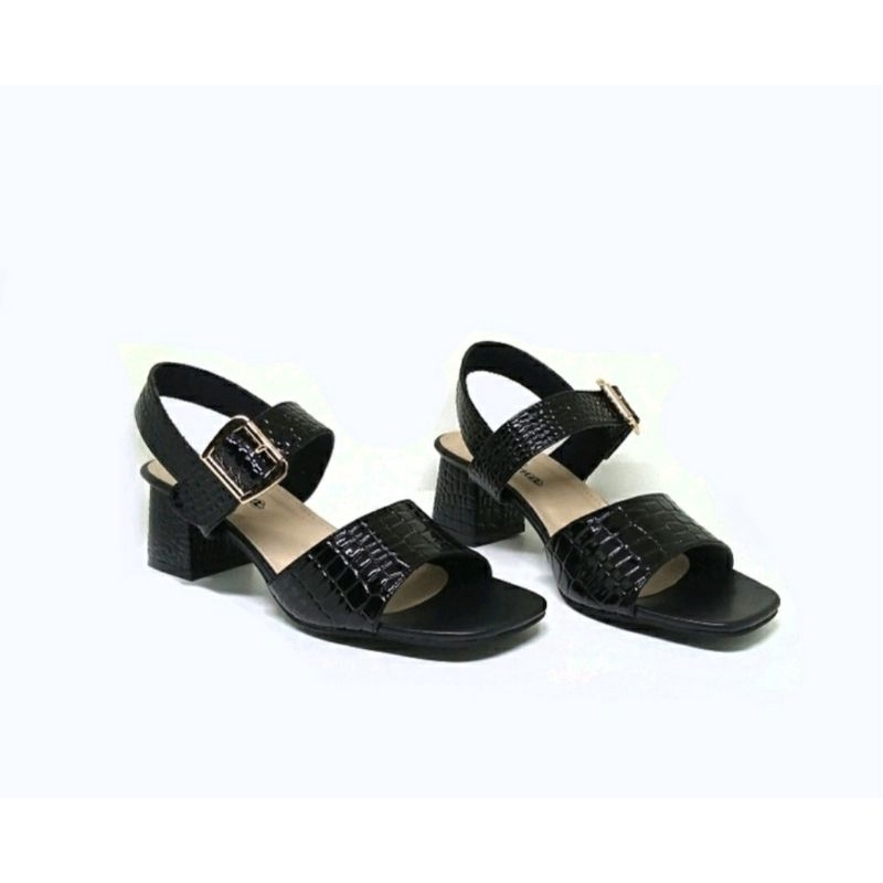 Higheels Wanita Ukuran Besar / Sendal Flat Croco Shoes Hitam JUMBO Banget 41 42 43 44 45 / Sendal Croco Kaki Gemuk Clasik Aln109, 41