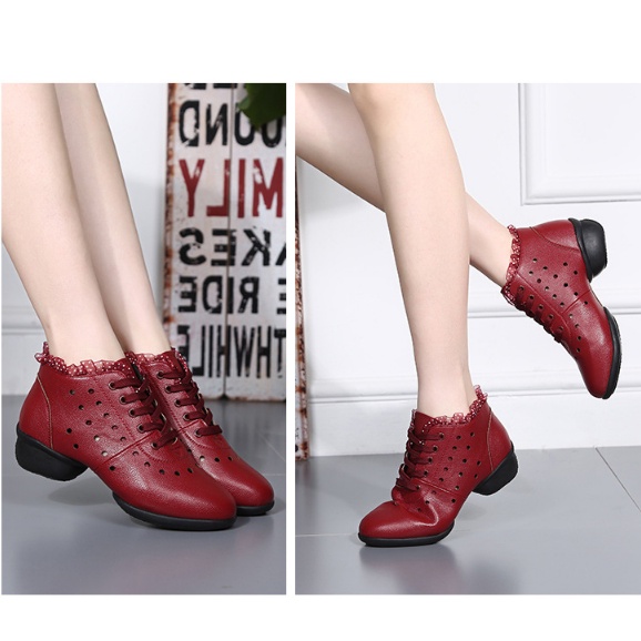 Sepatu dance wanita Sepatu Dansa Latin/ Line Dance Semi Boots Renda sepatu Wanita sepatu bot pendek sepatu jala