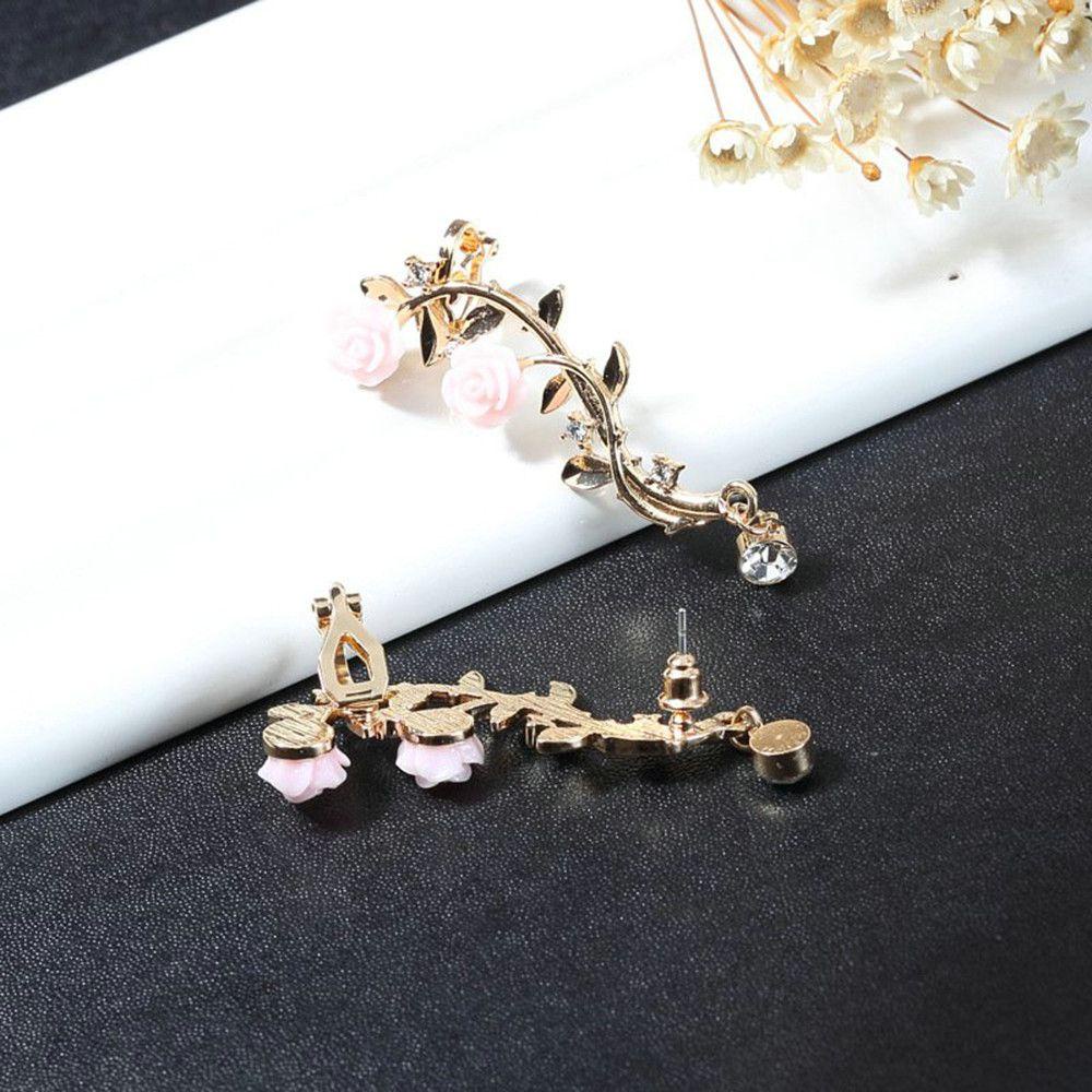 Lily Ear Stud Princesas Boucle Wanita Perhiasan Emas Pink Bungkus Klip Anting