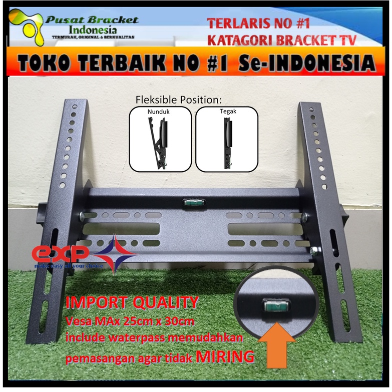 Bracket TV SHARP 21&quot; s/d 43&quot; waterpass GARANSI 100% COCOK!!! IMPORT QUALITY