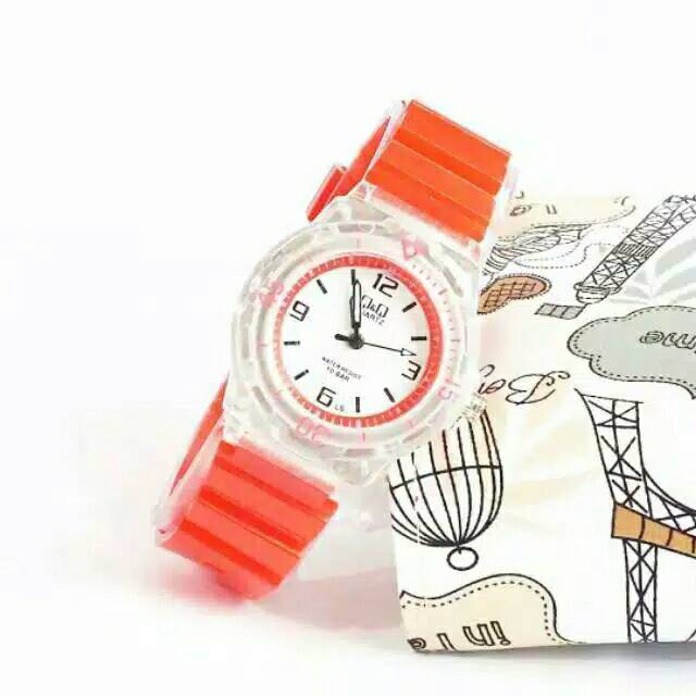 Jam Tangan Wanita Sporty Q&amp;Q Angka Strap Jelly Transparan Small Size